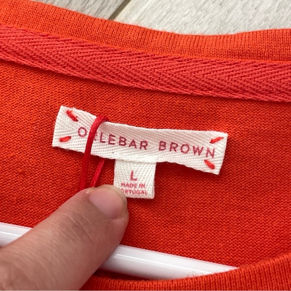 Orlebar Brown Striped Colorblock Long Sleeve Sweater Orange Cream (large) preppy - Picture 2 of 6